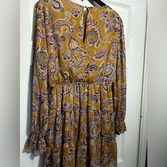 NWOT CITY STUDIO Floral Paisley Dress W/ Belle Long Sleeves Elastic Waist - Picture 15 of 15